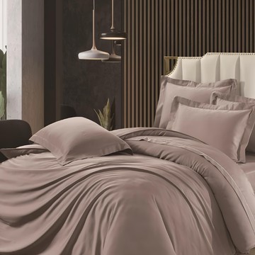 Tencel 60支素色100%天絲雙人床包枕套三件組 - 松露咖  床墊套 + 枕套組  床包 188 x 152cm + 薄枕套 75 x 45cm  松霧咖