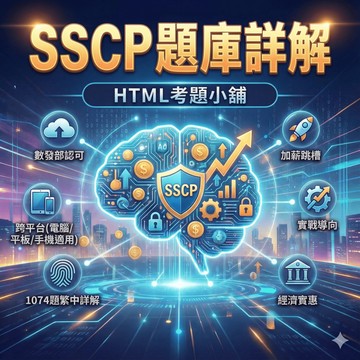 【免費試閱】SSCP 資安專業人員認證  1074題英文題庫  (繁體中文專業詳解)「數位發展部資通安全署」認可