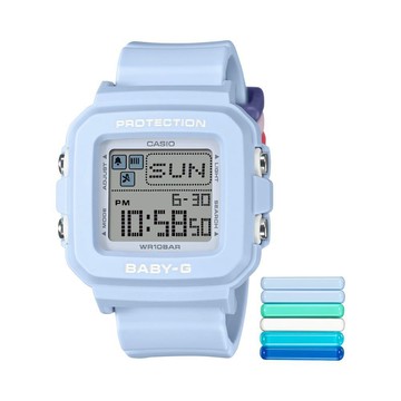 【CASIO 卡西歐】BABY-G+PLUS 系列 俏皮趣味電子錶款 藍色 BGD-10L-2_39mm