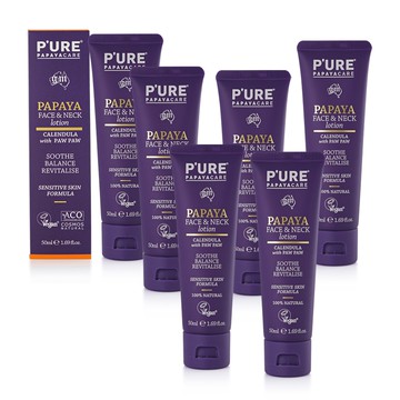 【澳洲 Pure Papayacare】木瓜臉頸乳液含金盞花玻尿酸(6入組 50ml/瓶 專業級)