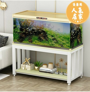 魚缸底櫃 雙層魚缸架承重底座底架鐵藝實木鋼木水族箱底櫃客廳小型簡易多層
