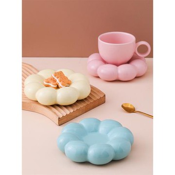 ins簡約溫柔馬卡龍可愛陶瓷情侶太陽花咖啡杯碟下午茶高顏值水杯