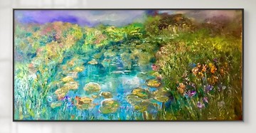 童話花園 – 原創油畫畫布 (45x90 公分)