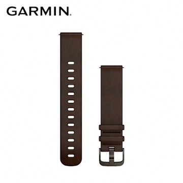 GARMIN Quick Release 20mm 咖啡色皮革錶帶暨灰色錶扣