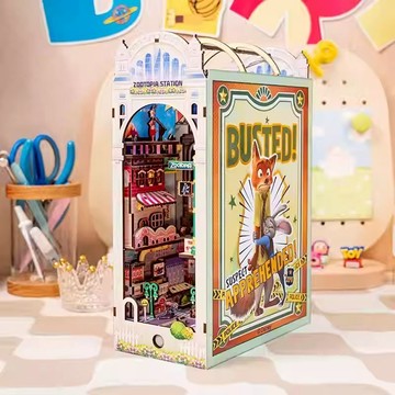 藝模🦊動物方城市3D立體書🐰感應亮燈🌟DIY書立 手作拚裝立體書 感應燈 童話世界木製立體拚圖 兒童禮物 動物方城市周邊