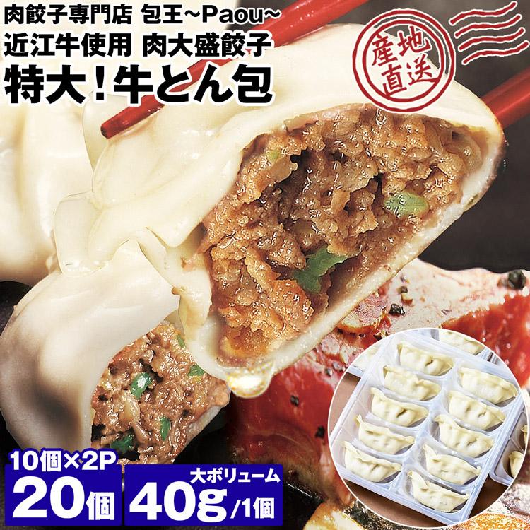 餃子 取り寄せ 肉大盛餃子 40g 20個 (10個×2P) 特大 牛とん包 paou 包王 冷凍便 同梱不可 指定日不可 産直