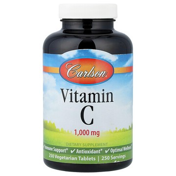 Carlson, 維生素 C，1000 毫克，250 粒素食膠囊