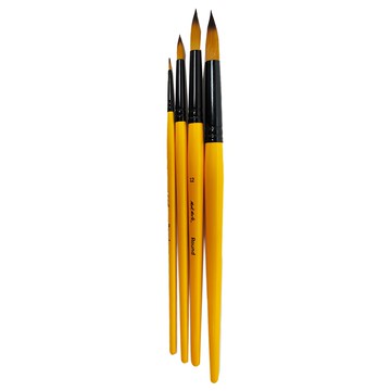 Mont Marte 蒙瑪特 專業壓克力畫筆4支組 尼龍筆毛 漆木筆桿  扁鋒12號 + 扁鋒16號 + 圓鋒1號 + 圓鋒8號  1組