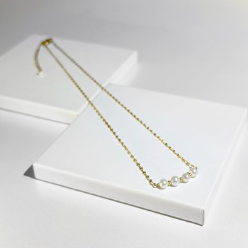 4mm天然淡水珍珠醫療鋼項鍊/抗敏 不鏽鋼項鍊 珍珠項鍊 微笑項鍊