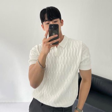 針織polo衫男短袖高級感潮牌男裝衣服夏季有領透氣休閑青年上衣