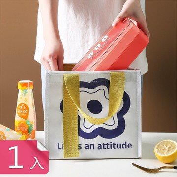 【荷生活】手提牛津面料防水耐髒保溫袋 便攜長效保溫防潑水花樣便當袋-1入組