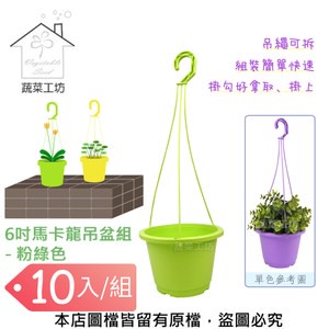 6吋馬卡龍吊盆組 - 粉綠色-10入/組