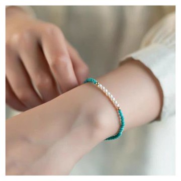 【HERA 赫拉】綠松石極細小珍珠手串手鍊 H115010707