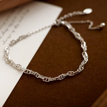 [全純銀.手鍊]微光旅行 雙層鍊條手鍊【UME】手鏈/S925純銀手鏈