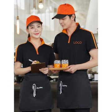 酒店餐飲服務員T恤短袖定制快餐燒烤火鍋食堂奶茶店工作服衛衣女