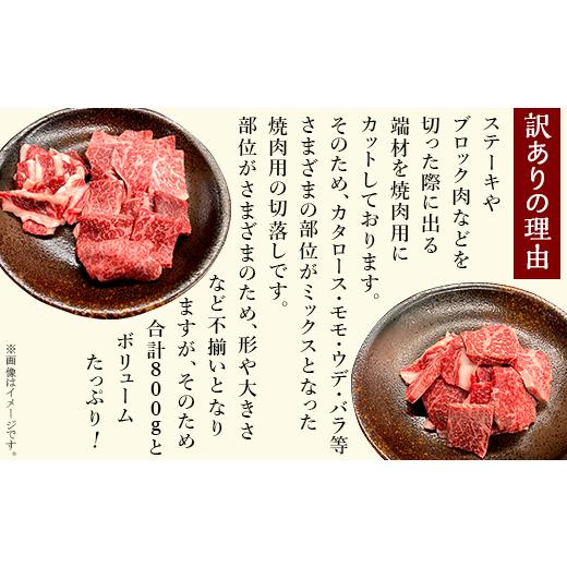 ふるさと納税 長野県 山形村 国産黒毛和牛カタロース・モモ・ウデ・バラ焼肉用切落し800g（400g×2パック）