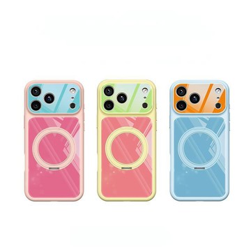 撞色拼接適用17promax蘋果手機殼iphone15多巴胺16韓系14支架一體