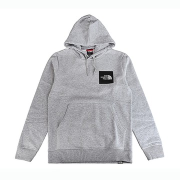 THE NORTH FACE左胸壓印黑灰字母LOGO設計棉混紡長袖連帽T恤(男款/淺灰)