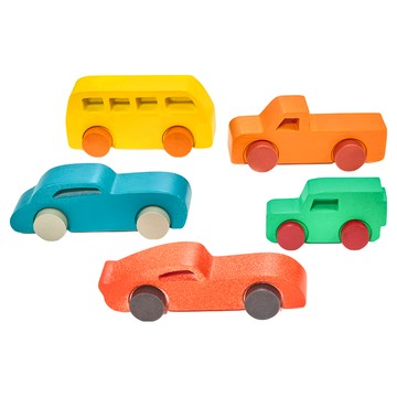 mentari 繽紛經典車隊 5輛彩色木製玩具車  1組  21 x 12 x 5cm