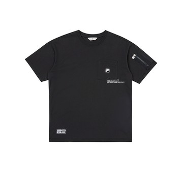 FILA #復古飛馳 中性短袖圓領T恤-黑色 1TEZ-5411-BK