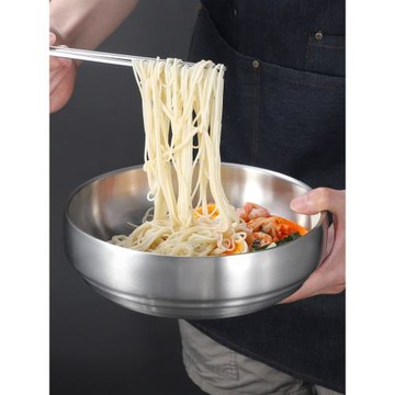 韓式雙層不銹鋼碗餐具食品級加厚拌飯碗大號湯碗拉面碗冷面碗家用