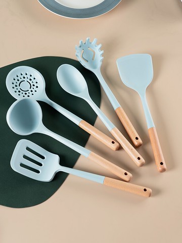 食品級硅膠鏟廚具套裝 廚房不粘鍋鍋鏟炒菜鏟子湯勺漏勺