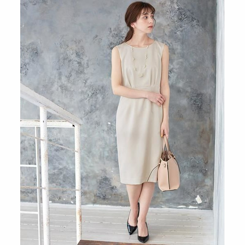Anayi アナイ グログランタイトワンピース ベージュ1 34 通販 Lineポイント最大1 0 Get Lineショッピング