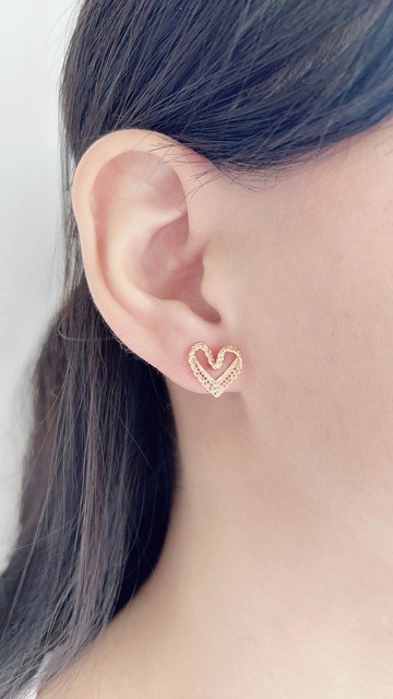 【全館清倉最高折800】鏤空蕾絲心心耳環 愛心耳針 18K金