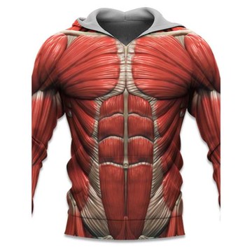 3D Muscle Print Pullover Hoodie 3D強壯肌肉印花套頭連帽衛衣