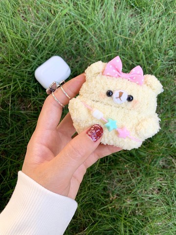 手工原創可愛小熊耳機套鉤織耳機套蘋果無線耳機AirPods Pro