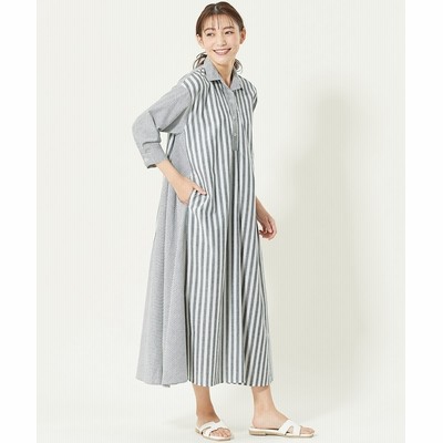 大きいサイズ 綿100 7分袖ゆるシルエットロング丈シャツワンピース 通販 Lineポイント最大get Lineショッピング