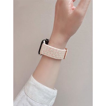 可調節長度iwatch9單圈彈性編織表帶適用蘋果手表AppleWatch8男女