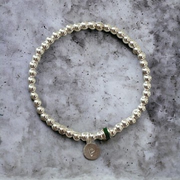 純銀 墨綠 S925 自選字母手鍊