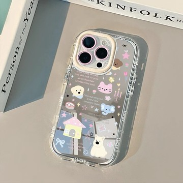 隔日到貨 手機殼 鏡面 韓系手機殼 適用iPhone 17 16 15 14 pro max XR 卡通動物 1X37