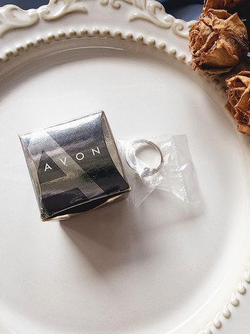 美國西洋古董飾品 / AVON 2006年字母水鑽M愛心半開純銀戒