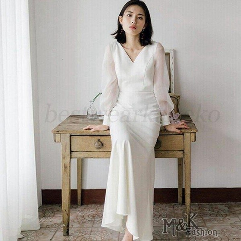 リゾートドレス ウエディングドレス 二次会 花嫁 前撮り パーティードレス ロングドレス 結婚式 大人可愛い エレガント白 エンパイア シンプル 新婦 通販 Lineポイント最大0 5 Get Lineショッピング