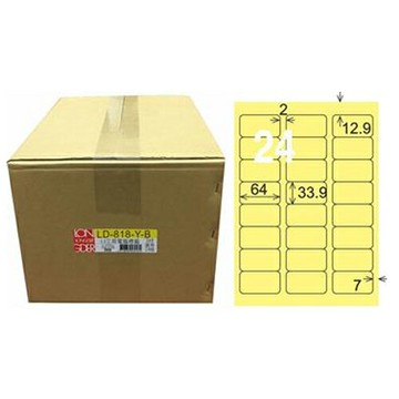 【龍德】A4三用電腦標籤 33.9x64mm 淺黃色 1000入 / 箱 LD-818-Y-B【APP滿額下單10%點數(單一帳號最高1000點)】4/30止