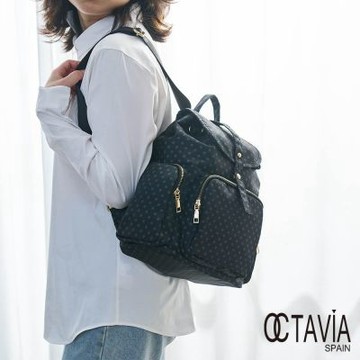 OCTAVIA 8  -  旅伴II  彌生圓點多口袋束口防水尼龍後背包 -大大黑