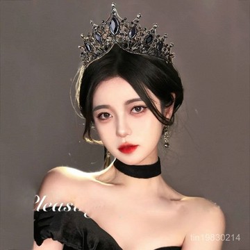 🔥限時下殺🔥【店鋪熱銷】新款新娘黑色複古皇冠生日成人禮網紅18嵗女神王冠婚紗照寫真配飾