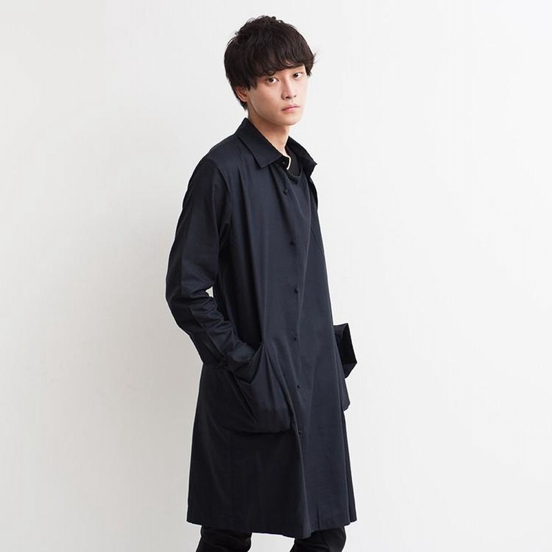 シャツ メンズ 長袖 ロングシャツ 変形シャツ ロング丈 無地