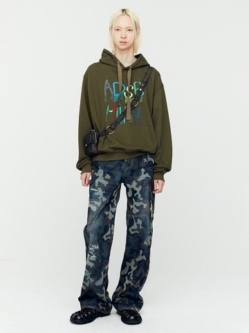 (ESSENTIAL) UNISEX MILAN EMBROIDERY HOODIE KHAKI