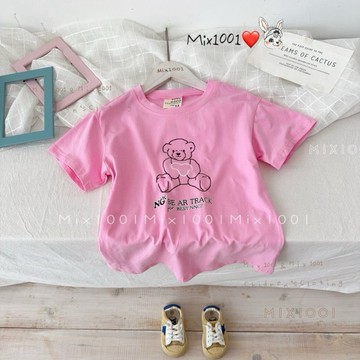 🌈✨mix1001 中大童 手抱愛心💗熊熊🐻印圖上衣✨兒童小熊字母上衣13-23