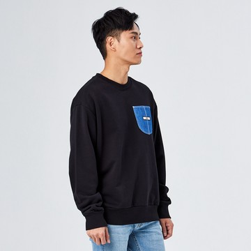 Lee 男款 Oversized 小LOGO 牛仔口袋 衛衣 大學T | Modern