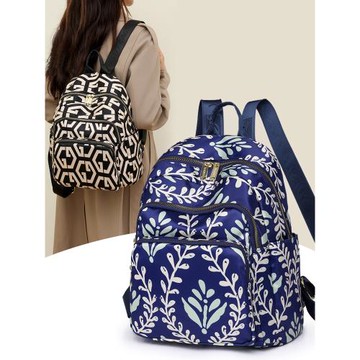 雙肩包女2025新款防水牛津布印花大容量旅行包百搭輕便尼龍帆布包