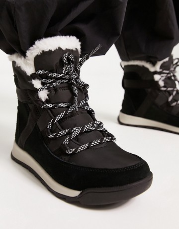 Sorel Whitney II flurry waterproof boots with microfleece lining in black suede