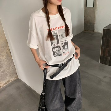 ISA_貓咪派對 一件態度到位!寬鬆大TEE_65090