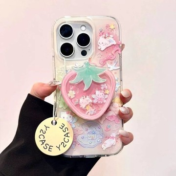草莓天使支架適用手機殼適用於蘋果17防摔16plus可愛15Promax iPhone14 13 12 11
