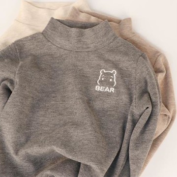 全棉母嬰純棉寶寶打底衫羊絨棉秋款中小童半高領內搭兒童上衣長袖