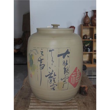 (免運)30餅缸 云南建水紫陶4000克散茶缸 陰刻陽填 防潮聚香白泥茶葉罐