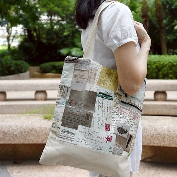 二合一手提肩背兩用袋, 肩背包/鈄背包 - 拼貼明信片 (SB04)